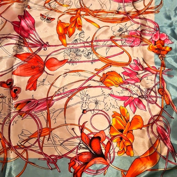 6 Satin Texture Scarves Set (TOTAL), Vibrant Patterns (INCL 2 Free Scarves!) - Picture 2 of 5